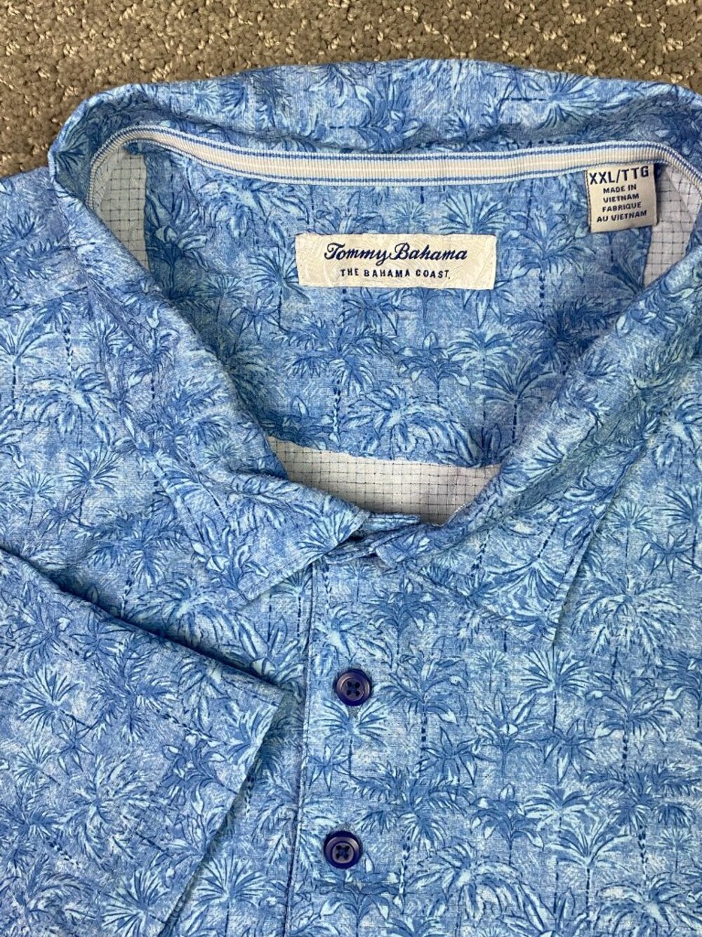 Tommy Bahama IslandZone The Bahama Coast Polo Shirt Mens XXL Blue Palm Retreat